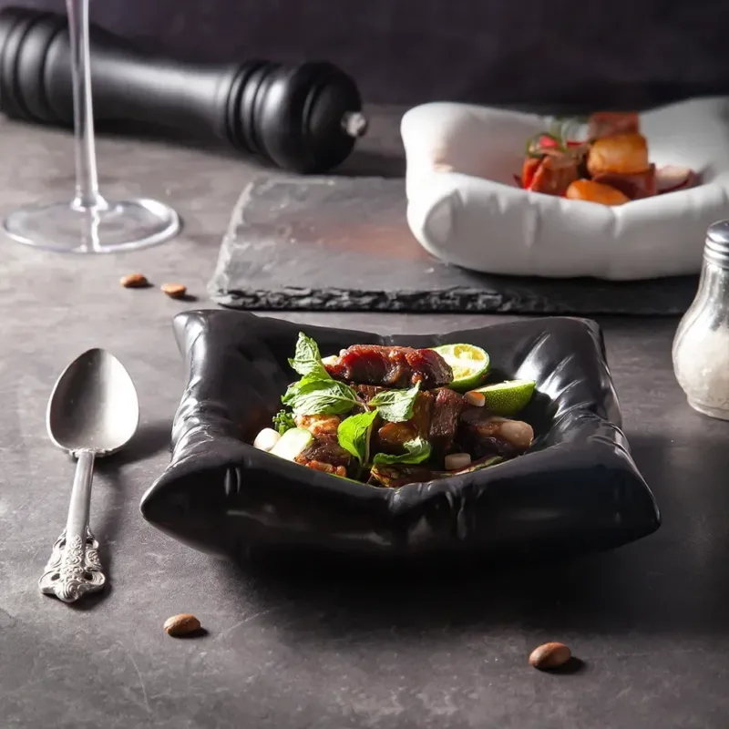 Ceramic Artistic Pillow Shape Food Plate - Image 0