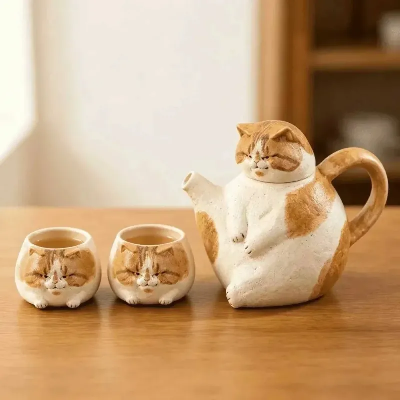 Afternoon Cat Ceramic Teapot Cup Set