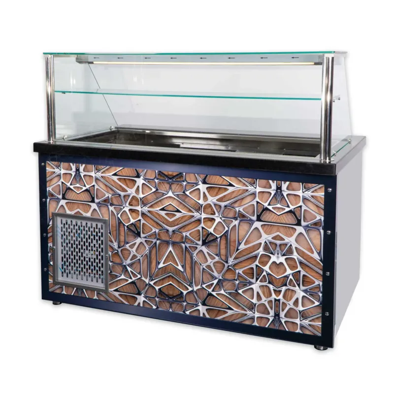Salattheke mit Aufsatzvitrine LED Beleuchtung Dekor 200 cm - CPGASTRO