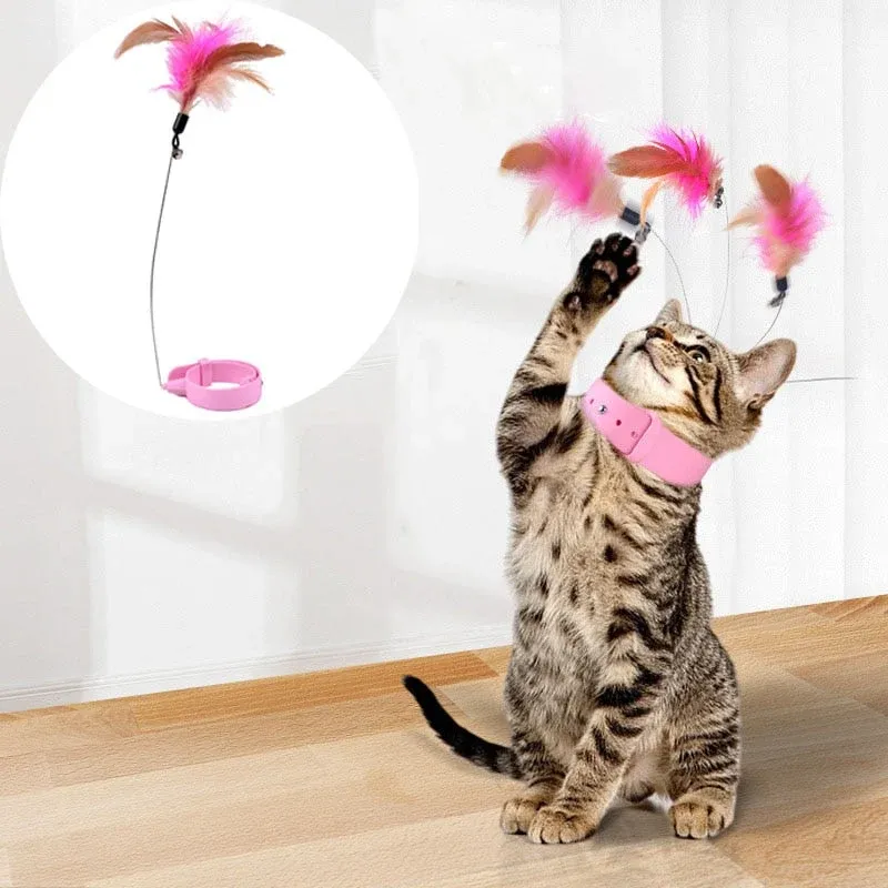 Fluffy Feather Interactive Cat Collar Toy - Image 0