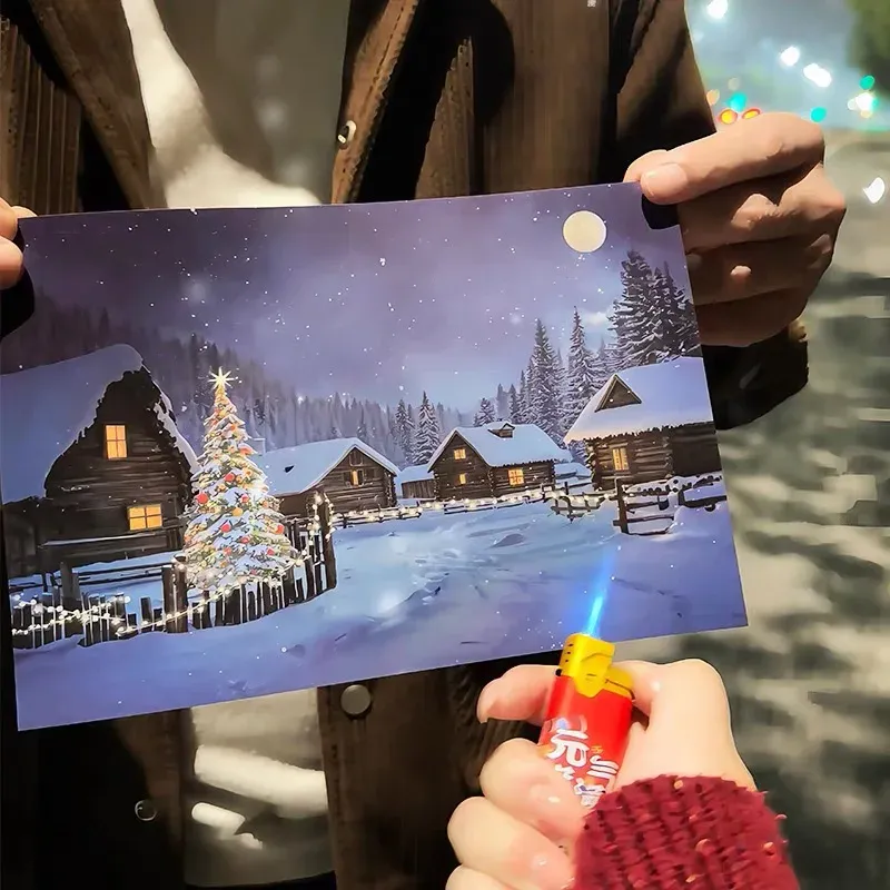 Warm Glow Hidden Flame Reveal Mystical Winter Postcard - Image 0