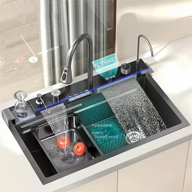 Digital Display Rain Flow Faucet Multifunctional Smart Sink - Image 0