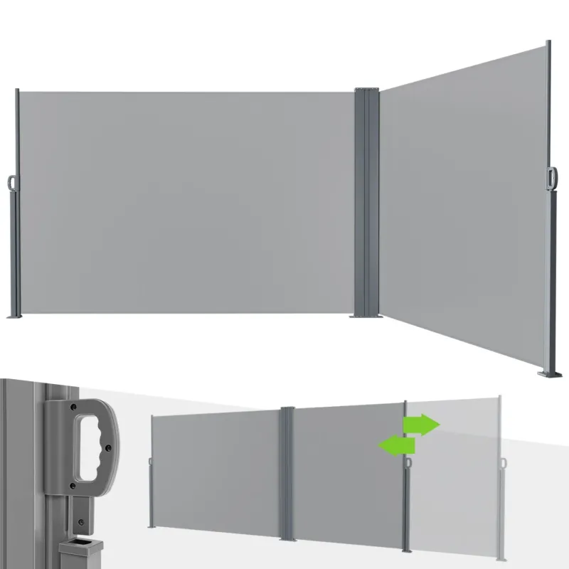 BMOT Seitenmarkise Sichtschutz Ausziehbar 600 cm 160 / 180 cm Höhe Doppelseiten