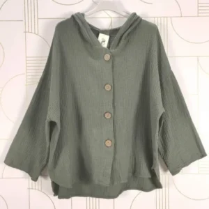 Cardigan aus gewaffelter Baumwolle - Kaki
