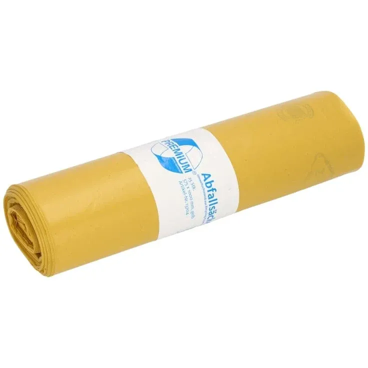 DEISS PREMIUM Abfallsack 70 Liter gelb, ca. 1060 g/Rolle, T60 1 Karton = 10 Rollen á 250 Saecke