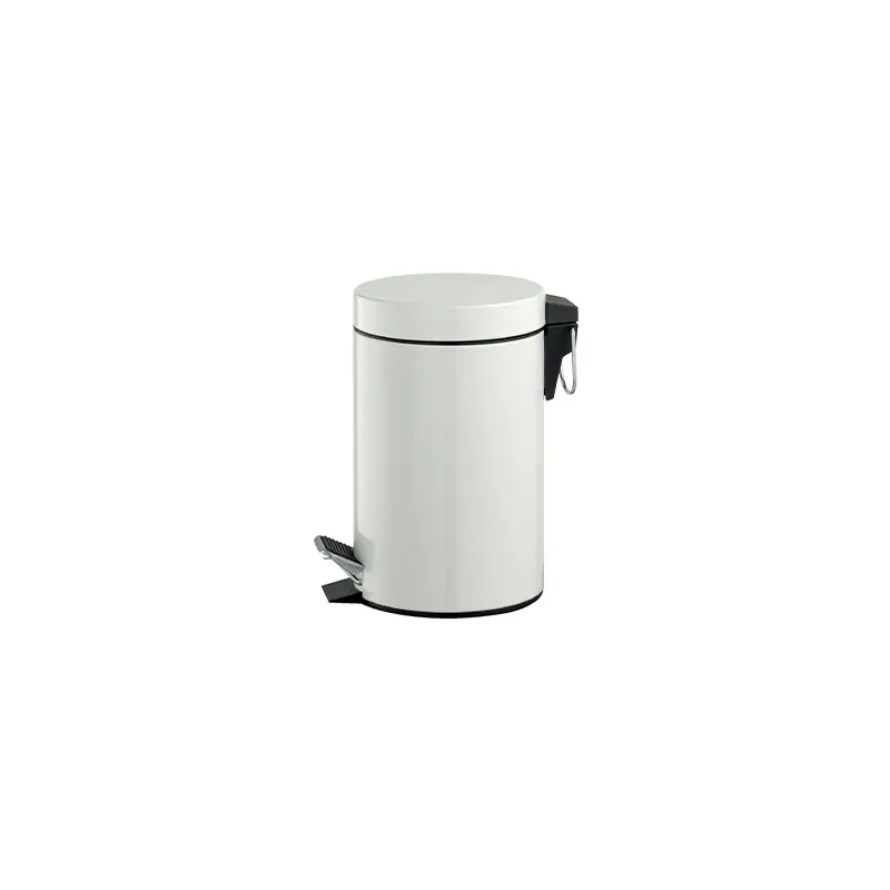 Cestino a pedale in acciaio inox lucido verniciato bianco 3 Litri