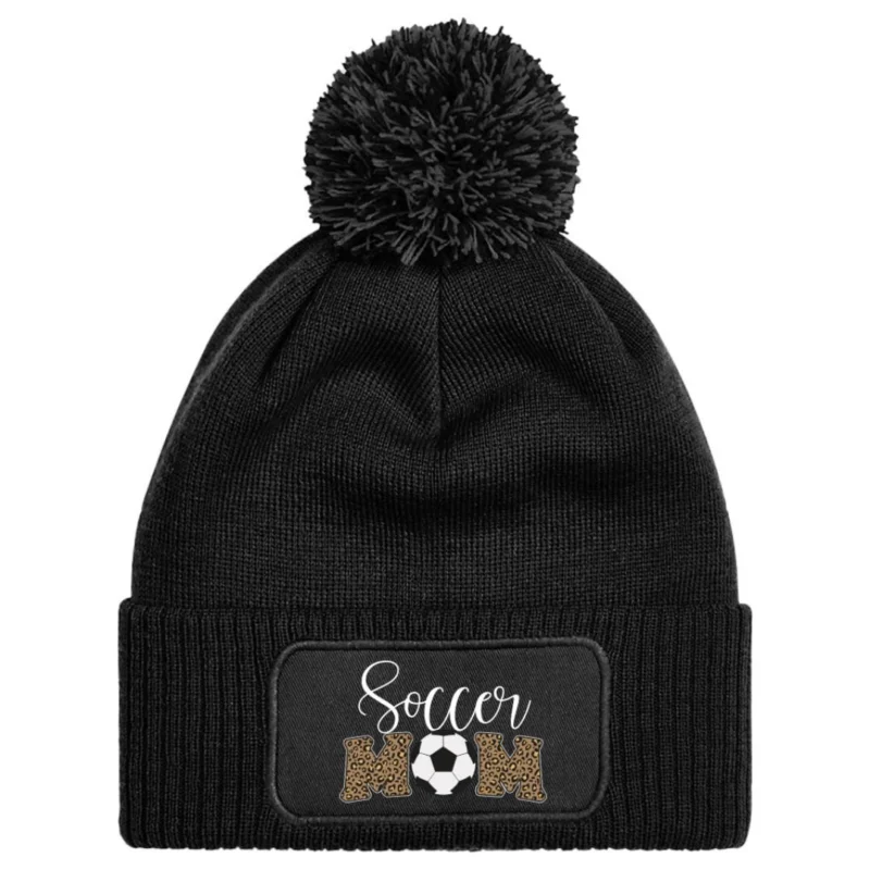 Bild: Mütze mit Bommel - Soccer Mom (Leo-Print).