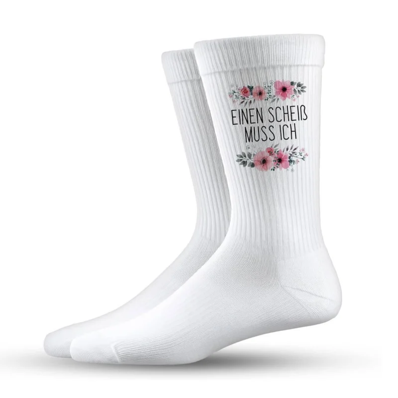 Bild: Socken - Einen Scheiß muss ich - blumig.