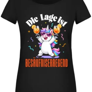 Bild: T-Shirt Damen- Die Lage ist besäufniserregend (Einhorn mit Aperol).