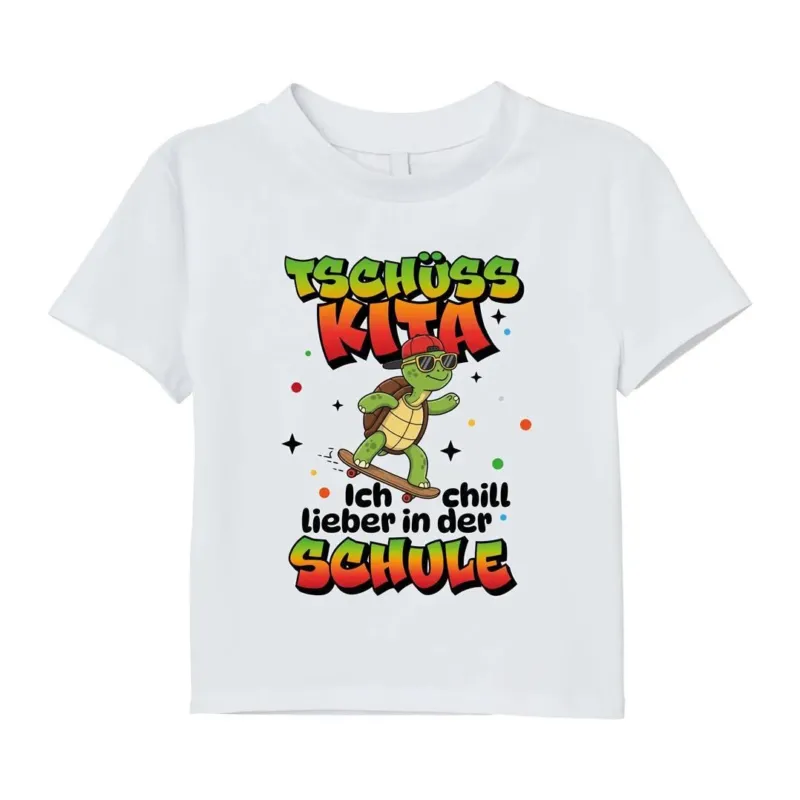 Bild: T-Shirt Kinder - Tschüss Kita - Ich chill lieber in der Schule (Schildkröte).