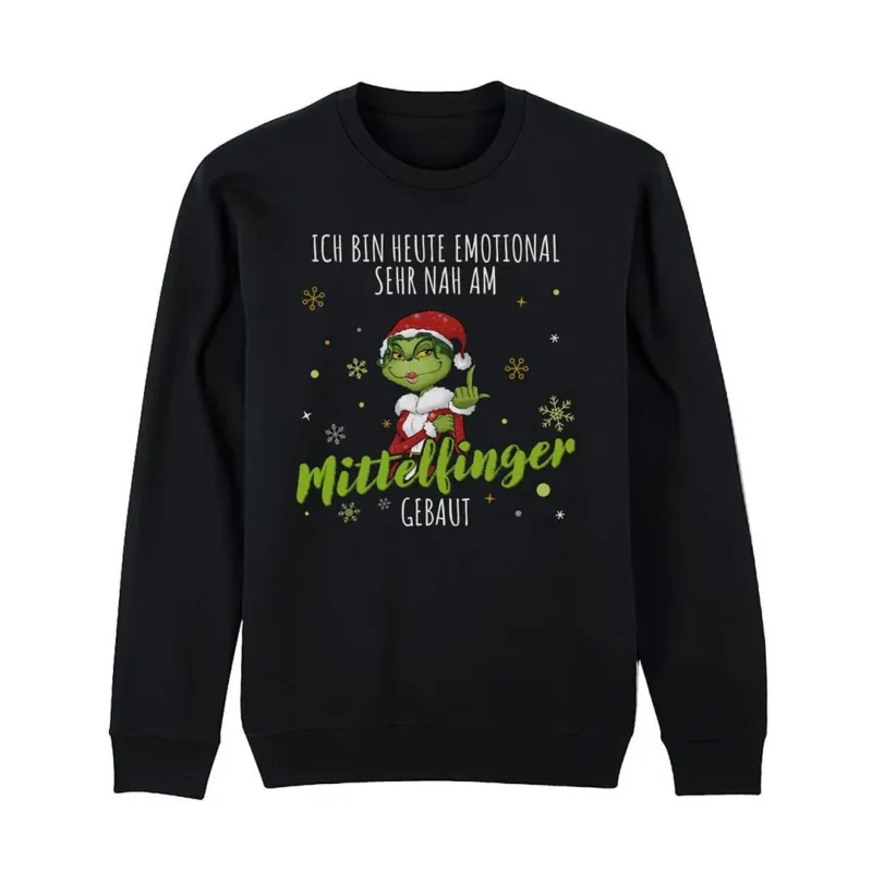 Bild: Weihnachtspullover - Miss Grinch - Ich bin heute emotional sehr nah am Mittelfinger gebaut.