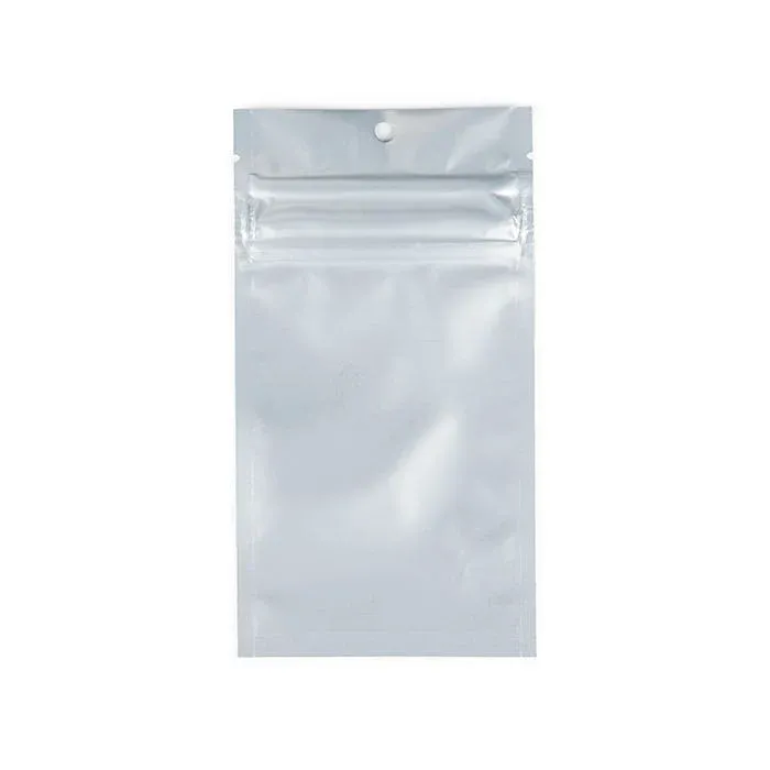 Grip Seal Bags w/ Child Resistant Zipper Matte Silver 7.6x11.4 cm