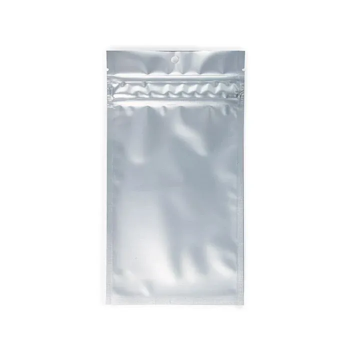 Grip Seal Bags w/ Child Resistant Zipper Matte Silver 10.2x16.5 cm