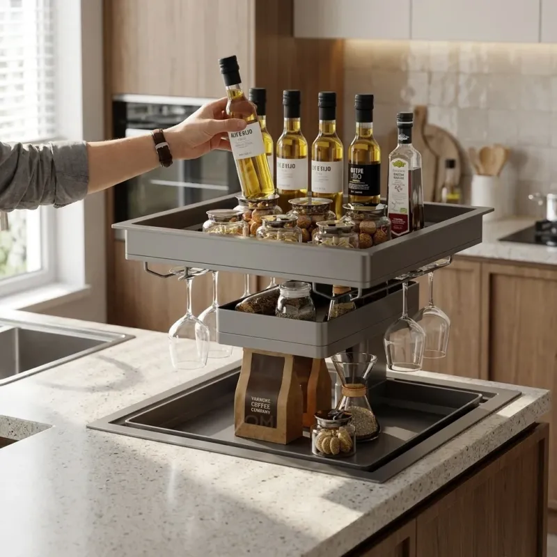 Hidden Smart Kitchen Storage Electric Lyft System