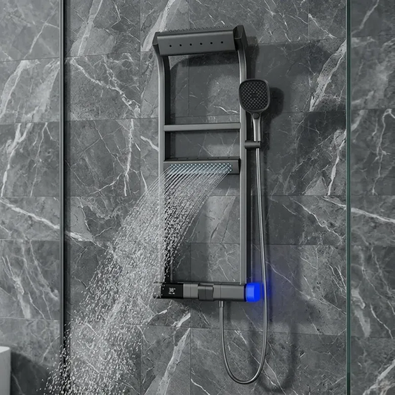 Modern LED Digital Display Thermostatic Piano Keys Shower Set - Image 0