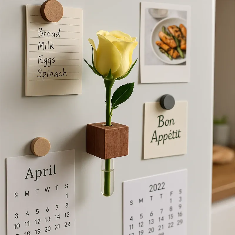 Wooden Magnetic Flower Tube Vase - Image 0