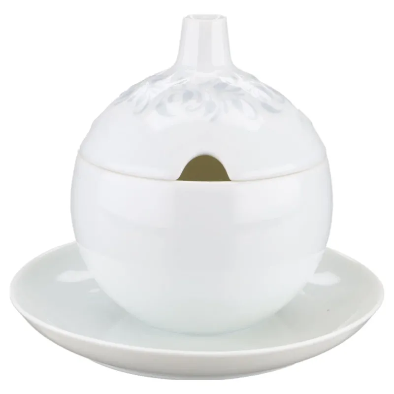 Konfitürendose / Marmeladendose auf Teller einteilig Rosenthal Lotus Pergola grau