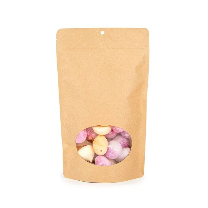 Stand Up Pouches Kraft Compostable 17.1x8.9x28.6 cm with oval Window