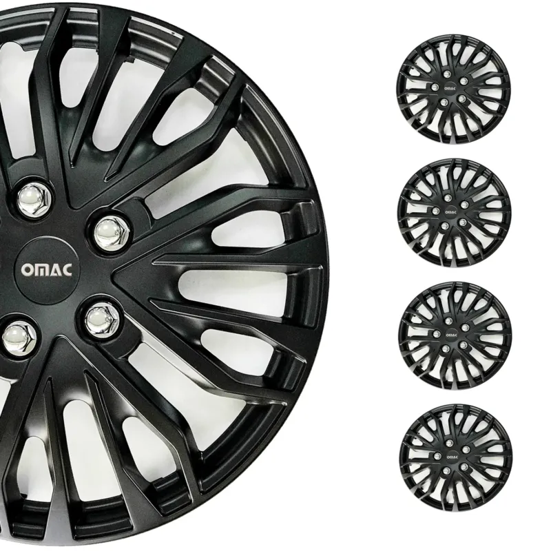 16 Zoll Radkappen Universal Radzierblenden Matte Schwarz ABS 4 Stück Radblenden