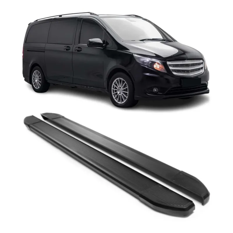 Alu Schweller Trittbretter für Mercedes Vito Klasse W447 2014-26 Kurzer Schwarz