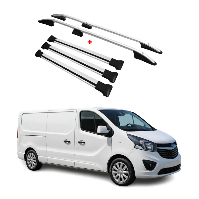 Dachreling + Dachträger für Opel Vivaro B 2014-2019 L2 Langer Alu Silber 5tlg