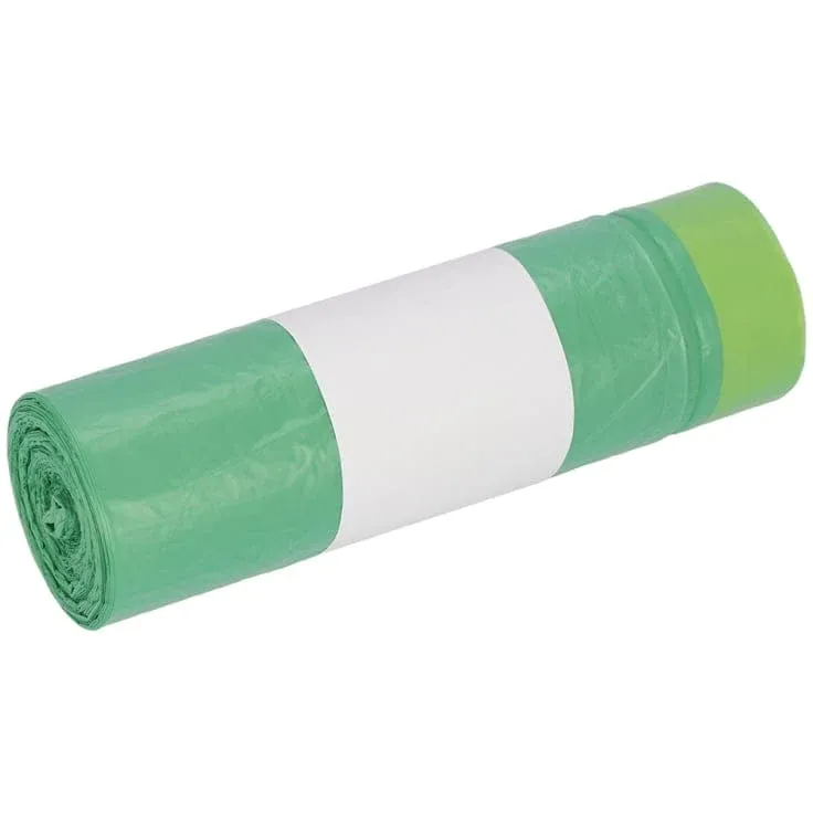 DEISS HDPE-Müllbeutel mit Zugband, 60 Liter, grün 1 Karton = 24 Rollen á 20 Beutel