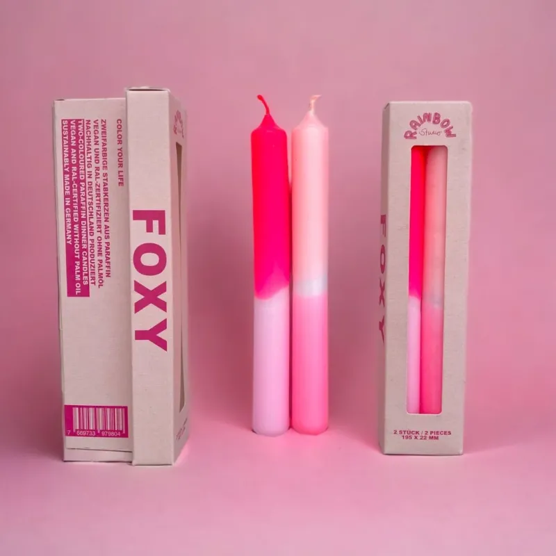 Rainbow Studio | Neonkerzen im 2er-Set 'Foxy' rosa/pink