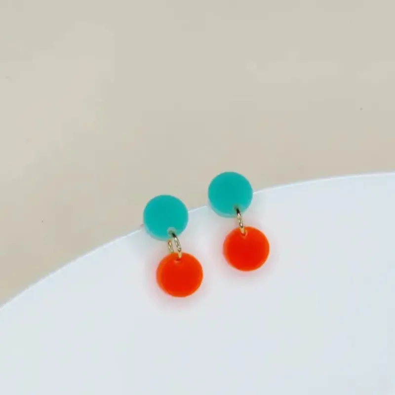 Damen Ohrringe 'Dotty' türkis/neonorange