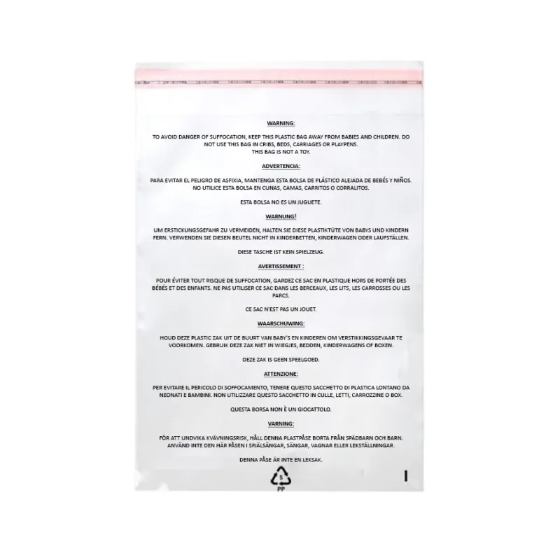 Plastic Bags with Suffocation Warning 23x30.5cm reclosable + venthole