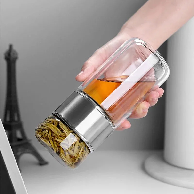 2in1 Large Double Glass Tea Infuser Bottle - Image 0