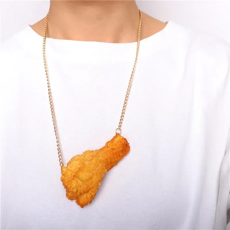Fried Chicken Nugget Funny Resin Necklace - Image 0