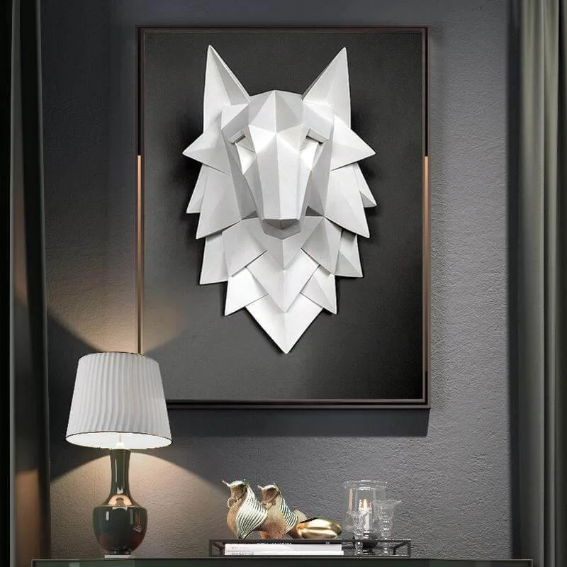 3D Statue Wolf Head Sculpture Home Decor - Image 0
