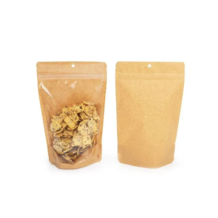 Stand Up Pouches Transparent/Kraft 14,9x8,9x23,2cm With Hanghole