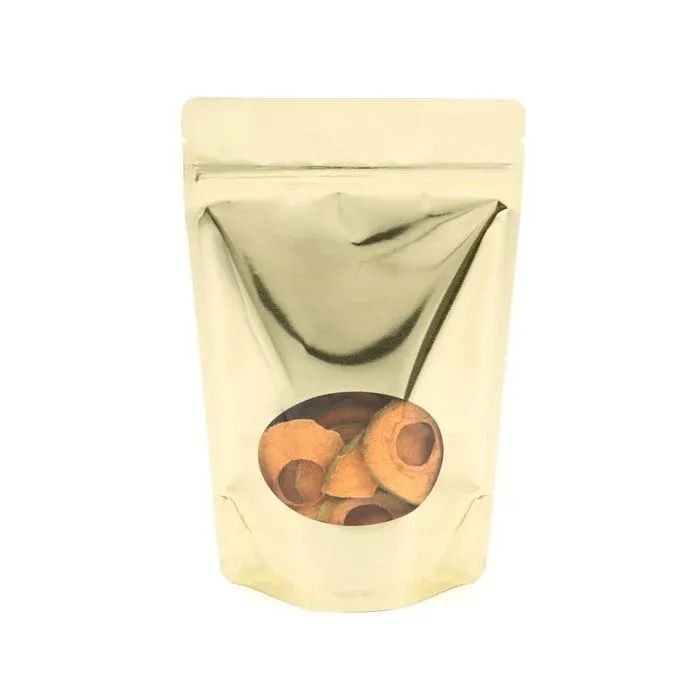 Stand Up Pouches Gold with oval Window 14.9x8.9x23.2cm | 312 grams