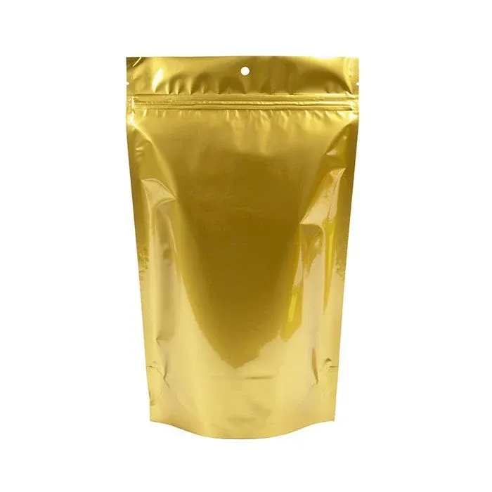 Gold Metallized Zipper Pouch Bags 17 x 9 x 28,5 cm with hang hole